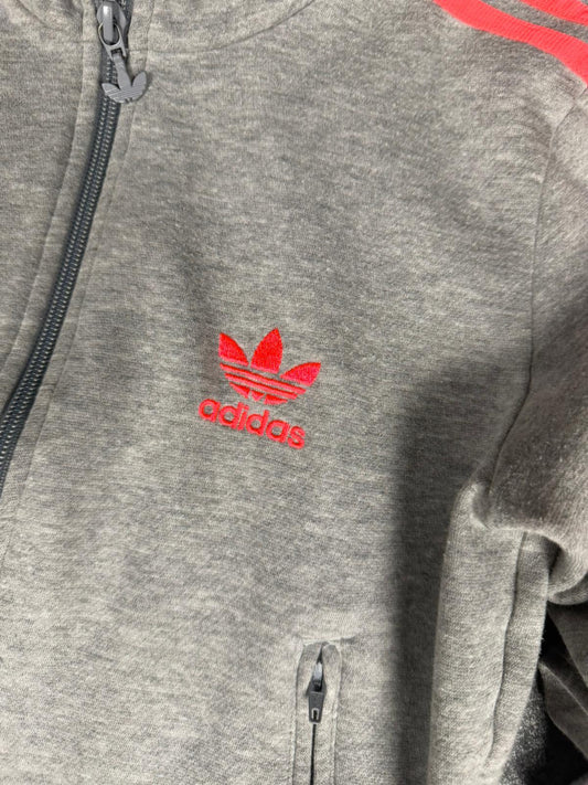 Adidas Vintage Fleece Track Jacket Grau Rot Trefoil XS/S