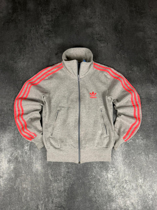 Adidas Vintage Fleece Track Jacket Grau Rot Trefoil XS/S