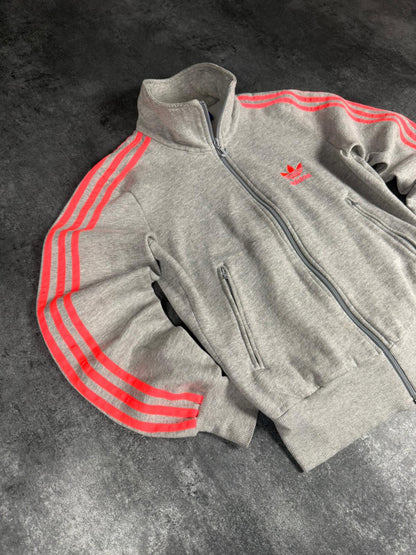Adidas Vintage Fleece Track Jacket Grau Rot Trefoil XS/S