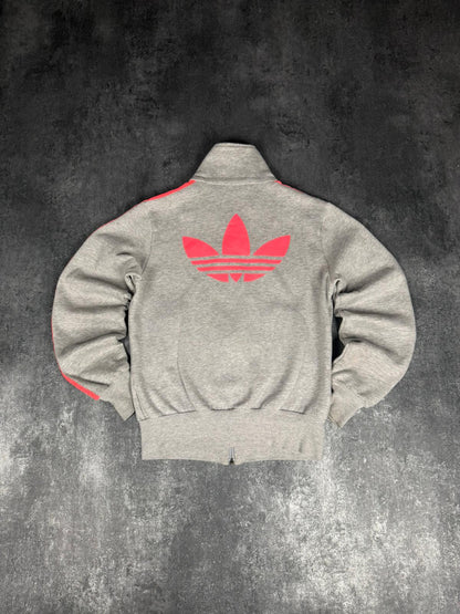 Adidas Vintage Fleece Track Jacket Grau Rot Trefoil XS/S